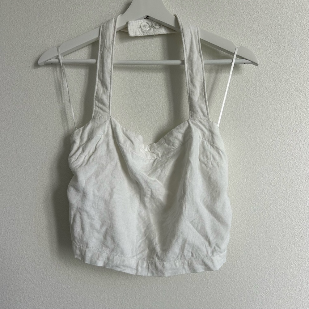 Abercrombie & Fitch White Linen Halter Tank Top - Medium